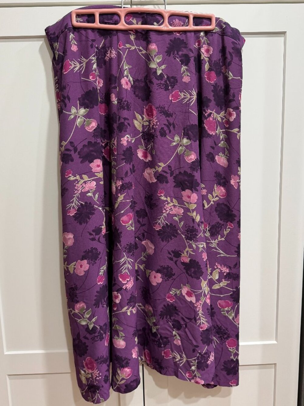 Southern Lady Women's Maxi Skirt, Elastic Back, Dk. Purple with Floral Design, X